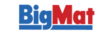 Logo BigMat : l'identité du spécialiste des matériaux. Logotype officiel BigMat. Le mot "Big" est bleu et "Mat" est rouge, soulignés par une large barre rectangulaire bleue.