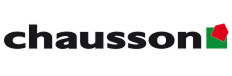 Logo Chausson - Fournisseur Matériaux et Bâtiment Logo Chausson en gras noir. Le symbole représente une maison rouge sur un carré vert, évoquant le secteur du bâtiment et des matériaux.